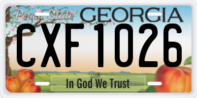 GA license plate CXF1026