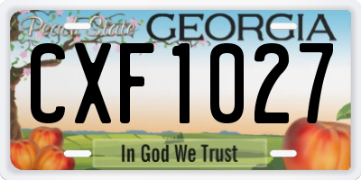 GA license plate CXF1027