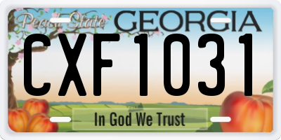 GA license plate CXF1031