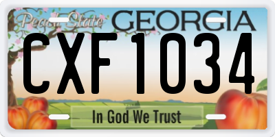 GA license plate CXF1034