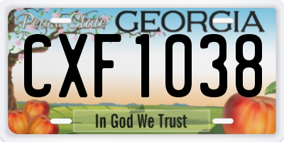 GA license plate CXF1038