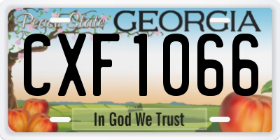 GA license plate CXF1066