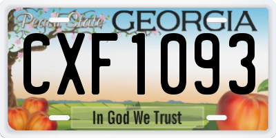 GA license plate CXF1093