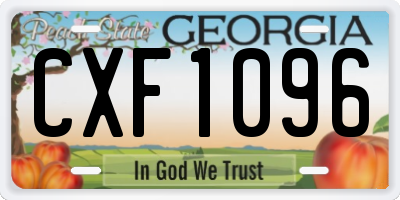 GA license plate CXF1096