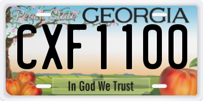GA license plate CXF1100