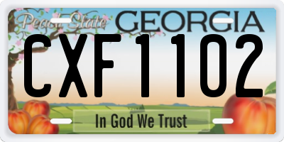 GA license plate CXF1102