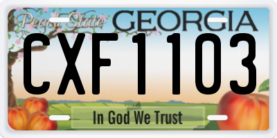 GA license plate CXF1103