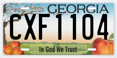 GA license plate CXF1104