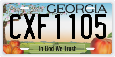 GA license plate CXF1105