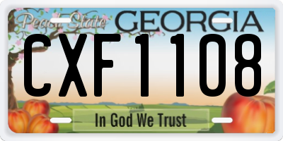 GA license plate CXF1108