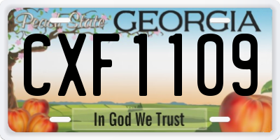 GA license plate CXF1109