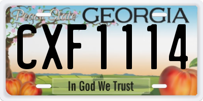 GA license plate CXF1114