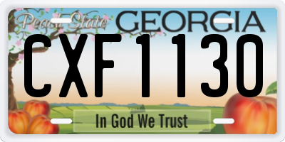 GA license plate CXF1130