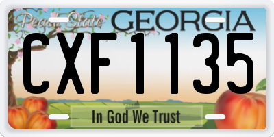 GA license plate CXF1135
