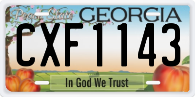 GA license plate CXF1143