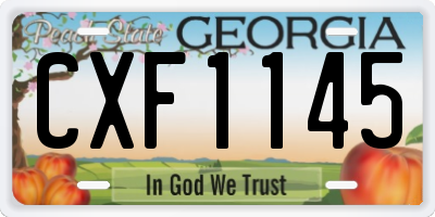 GA license plate CXF1145