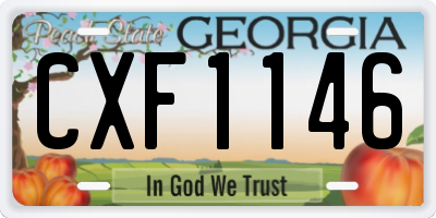 GA license plate CXF1146