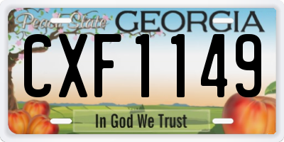 GA license plate CXF1149