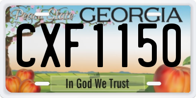 GA license plate CXF1150