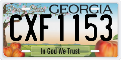 GA license plate CXF1153