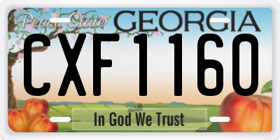 GA license plate CXF1160