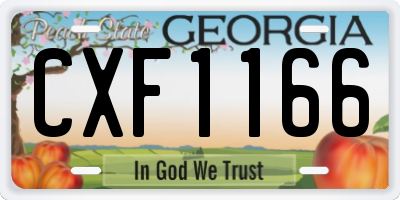 GA license plate CXF1166