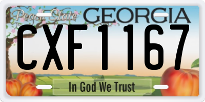 GA license plate CXF1167