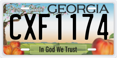 GA license plate CXF1174
