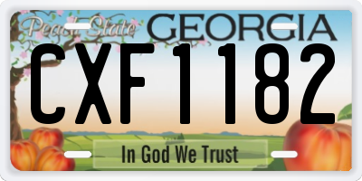 GA license plate CXF1182