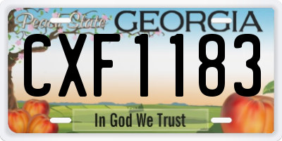 GA license plate CXF1183