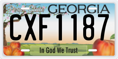 GA license plate CXF1187