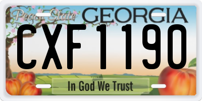 GA license plate CXF1190