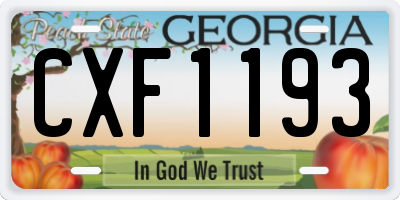 GA license plate CXF1193