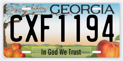 GA license plate CXF1194