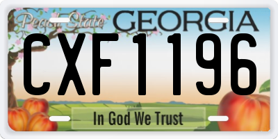 GA license plate CXF1196