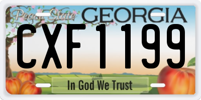 GA license plate CXF1199