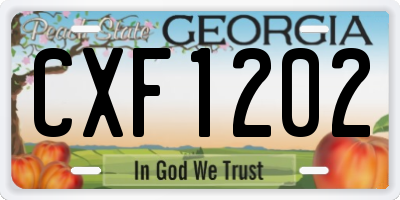 GA license plate CXF1202