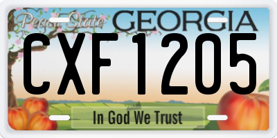 GA license plate CXF1205