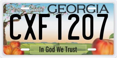 GA license plate CXF1207