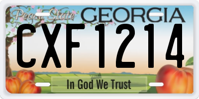 GA license plate CXF1214
