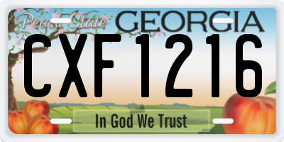 GA license plate CXF1216