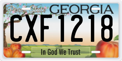 GA license plate CXF1218