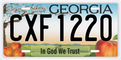 GA license plate CXF1220