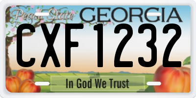 GA license plate CXF1232