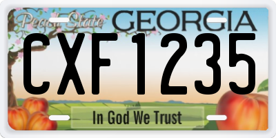 GA license plate CXF1235