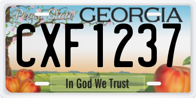 GA license plate CXF1237