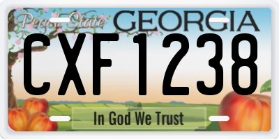 GA license plate CXF1238
