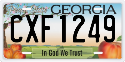 GA license plate CXF1249