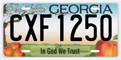 GA license plate CXF1250