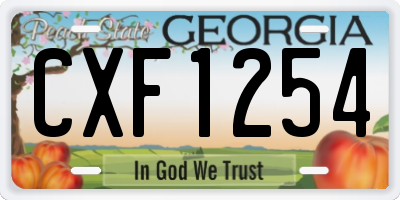 GA license plate CXF1254